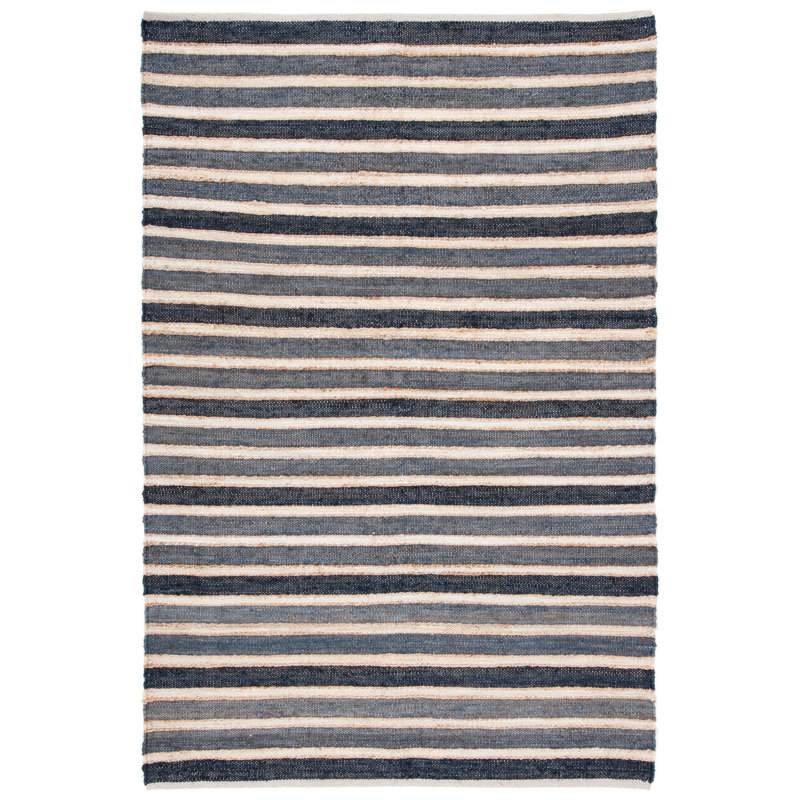 Tapis rayé en jute / coton / laine tissé à la main Wlikerson, Rectangle 3 pi x 5 pi