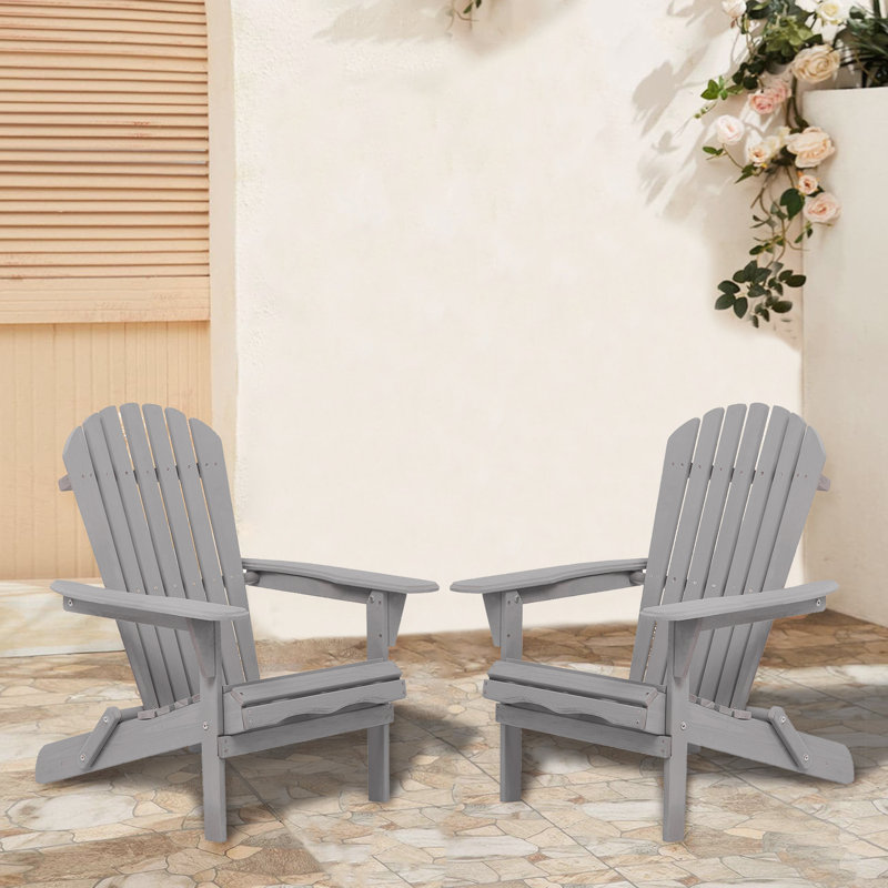 Aspelare Cedar Foldable Outdoor Adirondack Chair, Gray