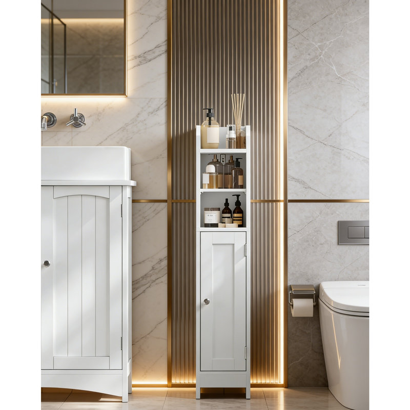 Engineered Wood Freestanding Linen Cabinet