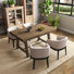 Rustic Solid Wood Dining Table And Chairs Set, Upholstered Barrel Dining Chairs Set Of 4 /6 And Solid Wood Dining Table