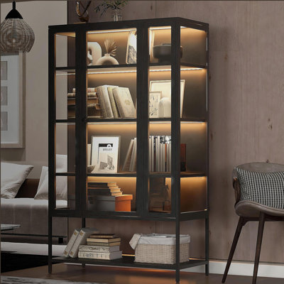 Grande vitrine 67,25 po en fer avec porte en verre et lumières DEL, vitrine, vitrine à 3 côtés en verre
