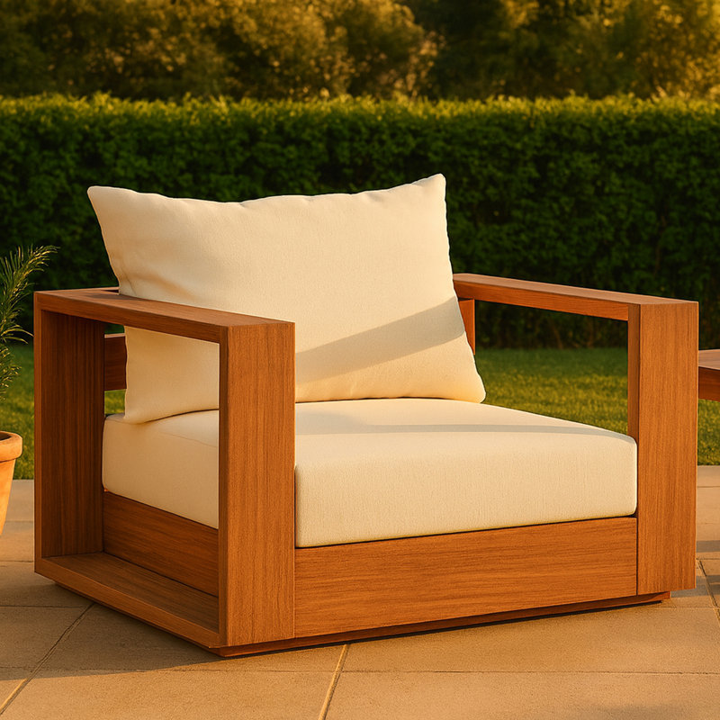 Tulum Teak Patio Chair with Cushions, White