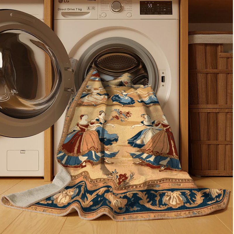 Tapis brun français lavable à la machine, Carré 6 pi