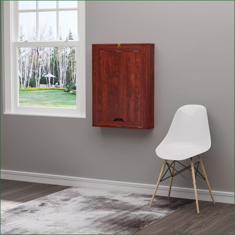 Bureaux, bureau flottant mural avec tablettes HOMcom, acajou | Brun | Panneau de fibres à densité moyenne