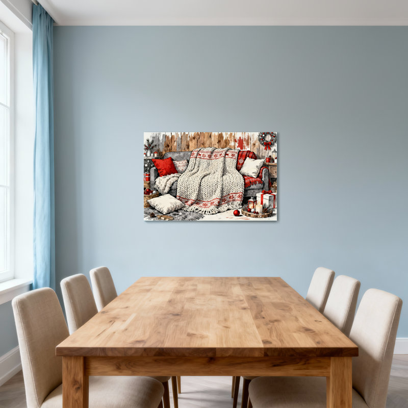 Canapé de Noël avec couverture tricotée et décorations de Noël, H 24 po x l 36 po