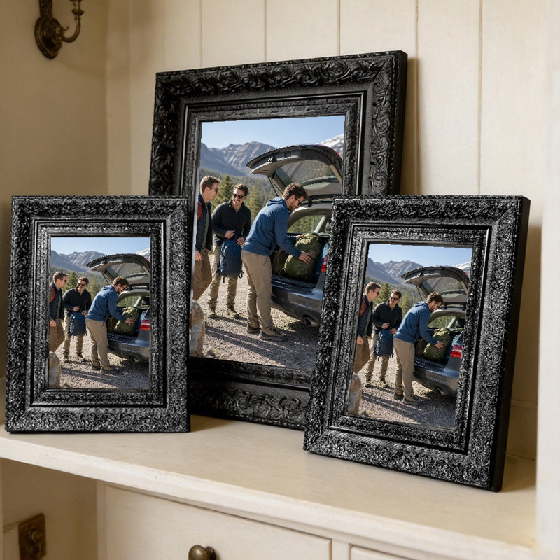 Cadre photo noir chaud 3 pièces 8 po x 10 po de forme rectangulaire classique, Black, 3, L 8 po x H 10 po