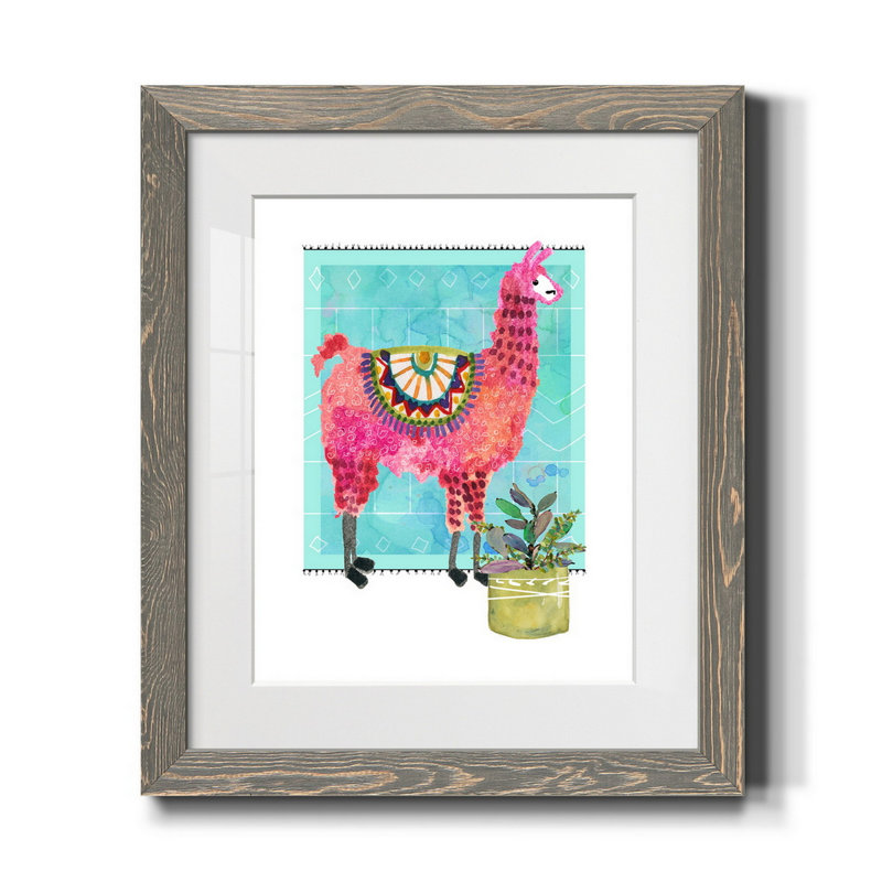 «Lovely Llama III», reproduction d'art sur papier encadré, H 24 po x l 18 po x P 1,5 po, gris