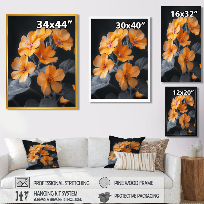 Salon d'art mural Gerardi - Geraniums, Cadre flottant brun, bois massif, H 24 po x l 32 po