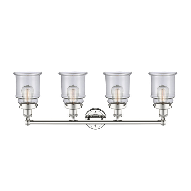 Éclairage pour meuble-lavabo de salle de bain 4 lumières Cailen de la collection Edison, Transparent, Nickel poli