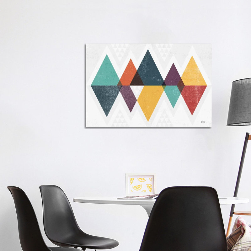 Mod Triangles II Retro by Michael Mullan - Print on Canvas, Wrapped Canvas, 66.04cm H x 101.6cm W x 1.91cm D
