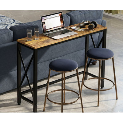 55-Inch Mattson with Outlets & USB Ports, Industrial Sofa Table for Entryway & Living Room