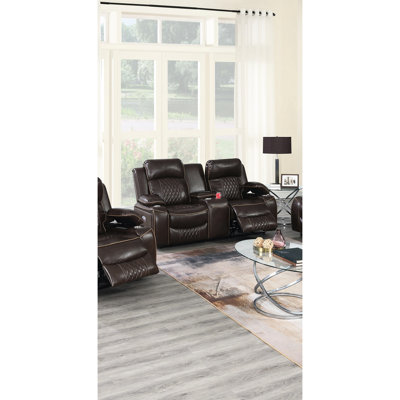 Fauteuil inclinable électrique brun avec chargement sans fil et coussin de mouvement en gel