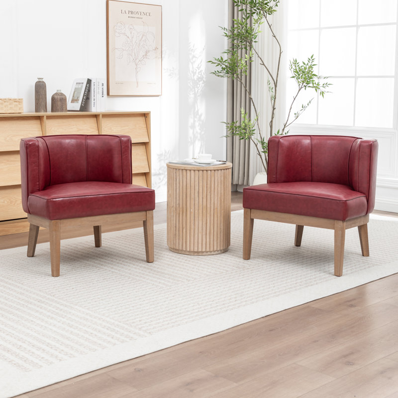 Fauteuil demi-tonneau rembourré Ezra, Claret