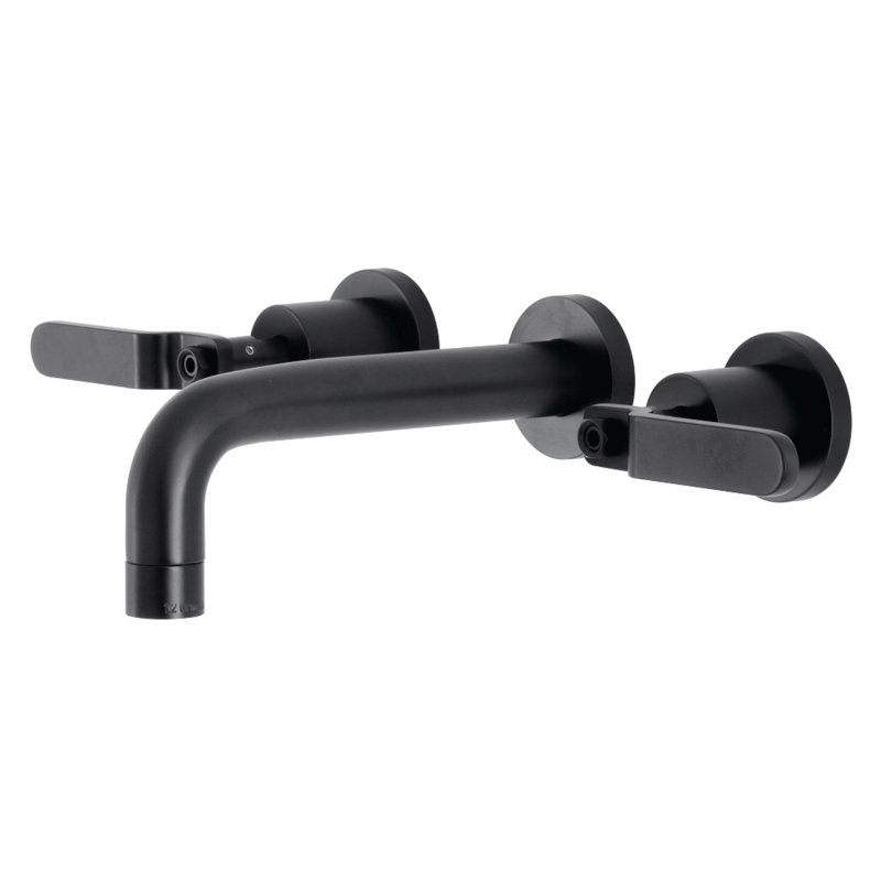 Robinet de salle de bain mural 3 trous Kingston Brass Whitaker, Noir mat