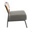 Chaise d'appoint contemporaine en similicuir gris avec accents de bois de noyer
