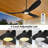 Black 3 Blade Solid Wood Indoor Outdoor Ceiling Fans with Lights for Patios Living Room Bedroom - 60 Inch-912080174