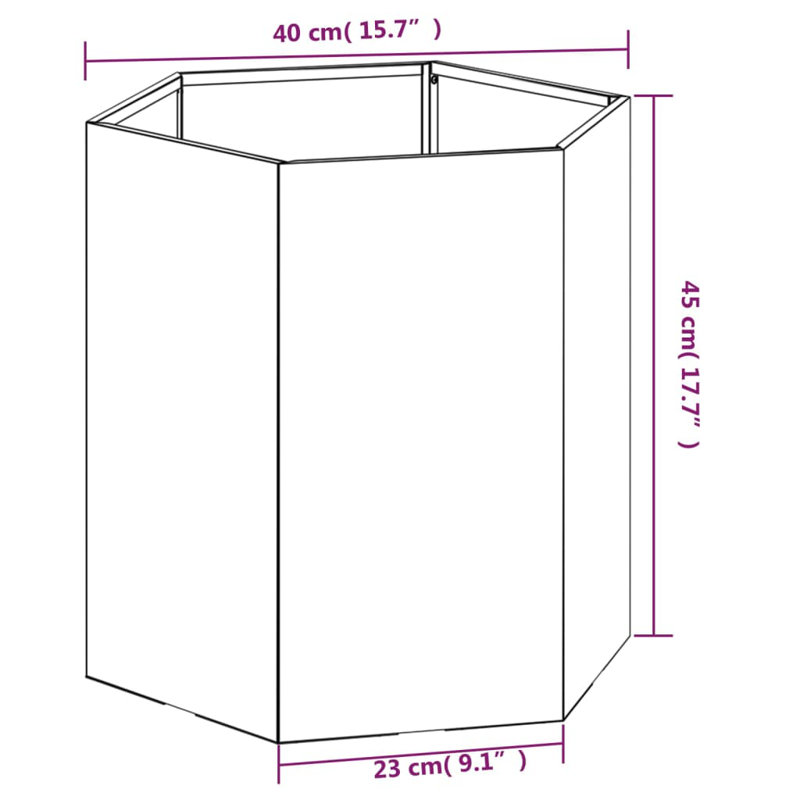 Planter Rusty Corten Steel, 45m H x 40cm W x 40cm D
