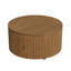 Table basse ronde cannelée en forme de tambour avec roulettes et 2 tiroirs de rangement dissimulés
