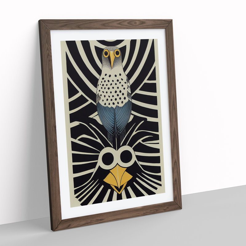 Bird - Single Picture Frame Print, 64cm H x 46cm W x 2cm D, Walnut