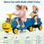 2 places 12V pour enfants sur un train sans rail avec chariot, siège réglable, musique, lumières DEL et rangement pour tout-petits de 3 ans et plus