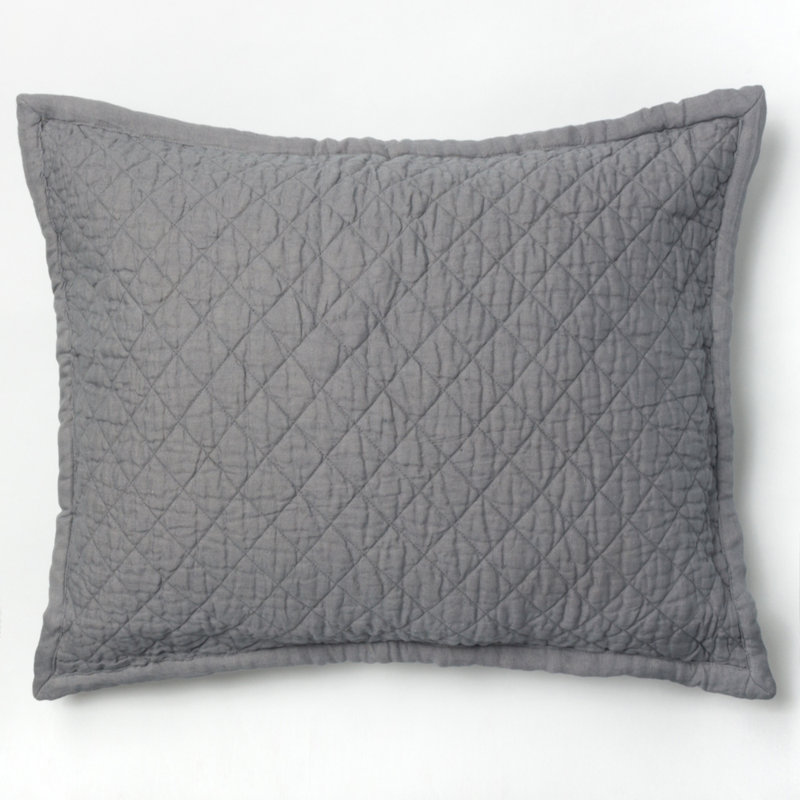 Taie décorative en mélange de lin Derek - Standard, Standard, Gris neutre
