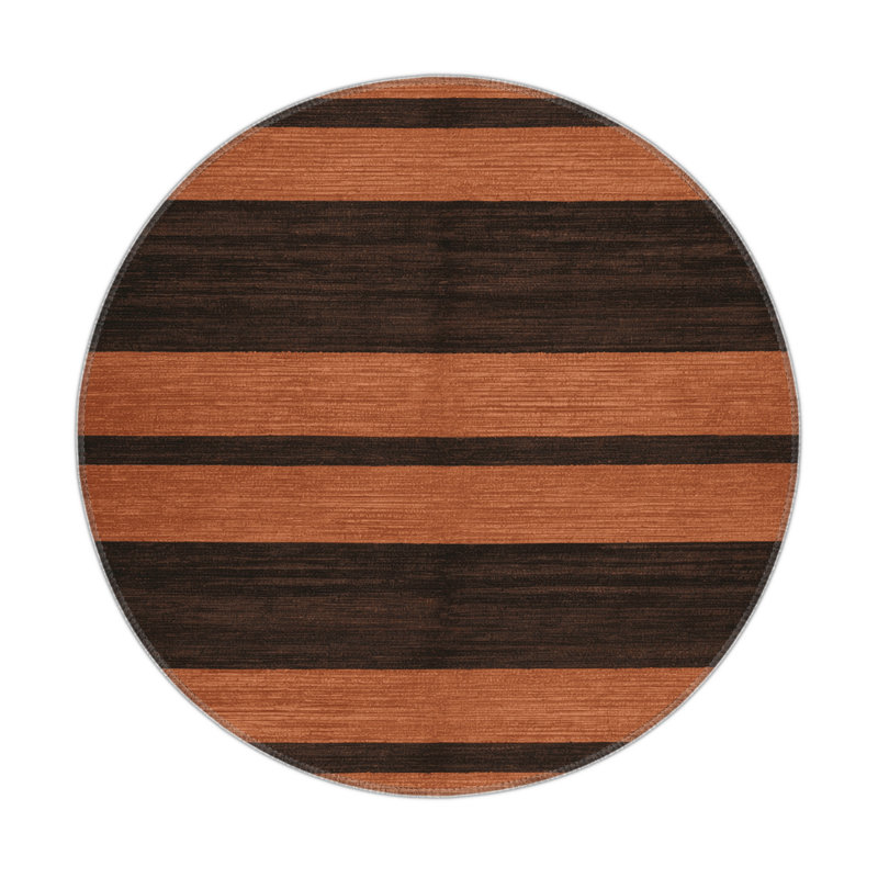 Tapis intérieur / extérieur noir HorizontalStripes, Rond 5 pi