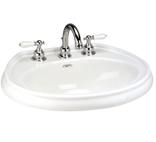 Lavabo de salle de bain circulaire encastré en porcelaine vitreuse avec trop-plein Waverly