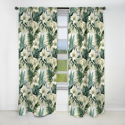 Serene Botanics Tropical Pattern I - Floral Curtain - Blackout Floral Curtain - 1 Panels