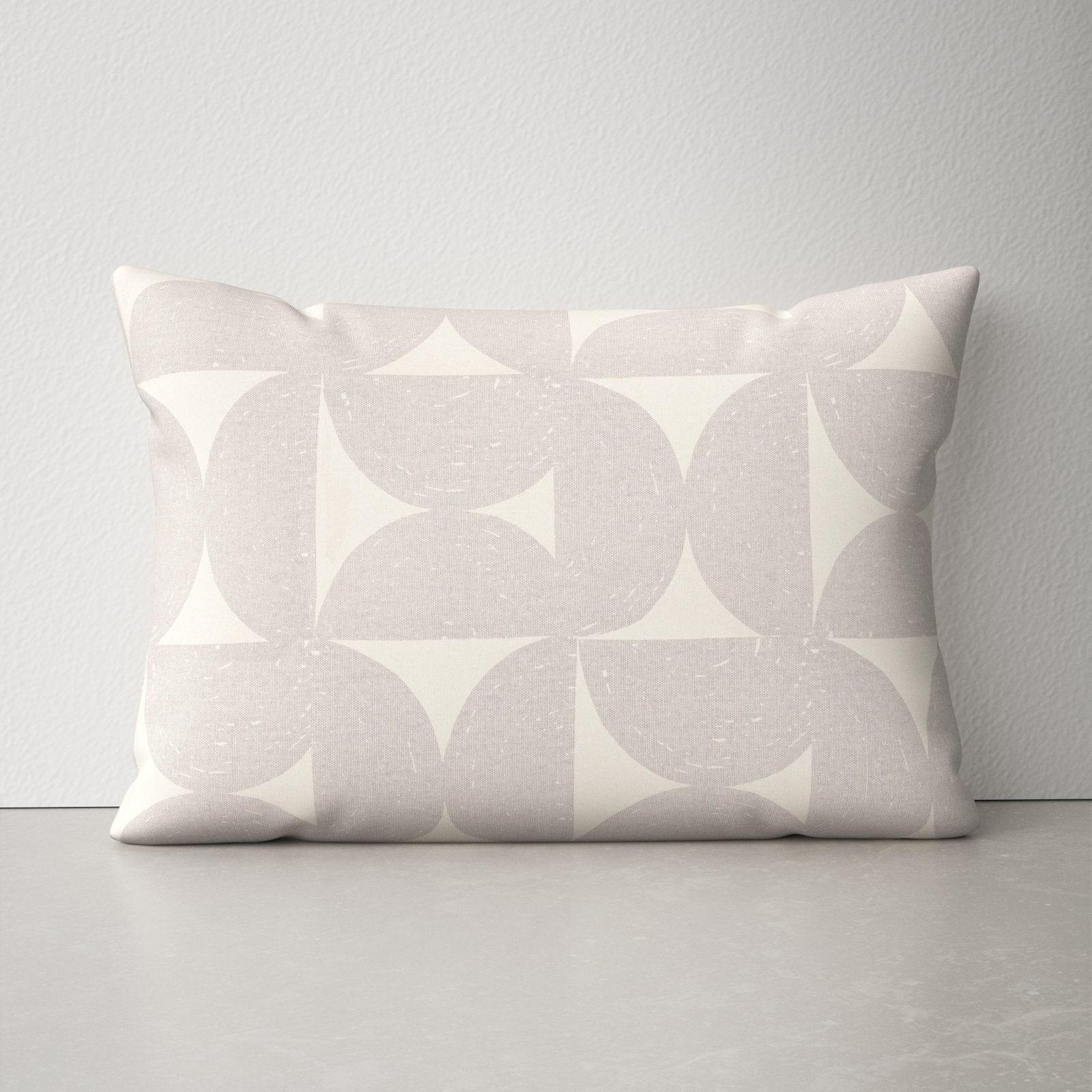 Frenk Geometric Cotton Lumbar Throw Pillow, Medium Gray/Beige, Down