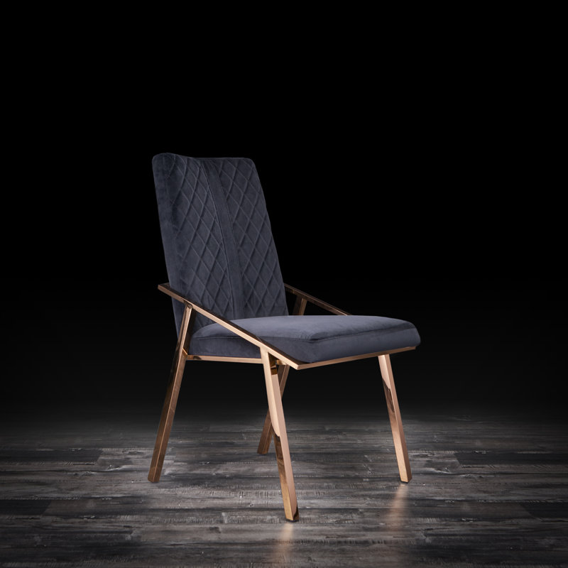 Chaise rembourrée, Noir, Or