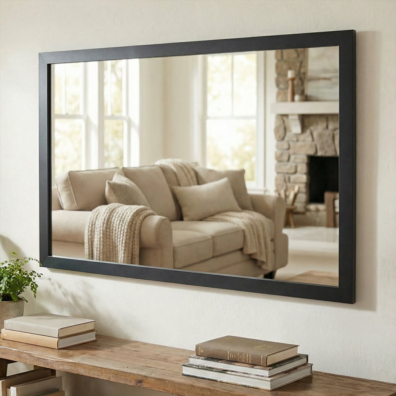 Meade Wood Framed Mirror with Safety Backing ideal for Bathroom / Vanity Mirror, 20" x 60", Black