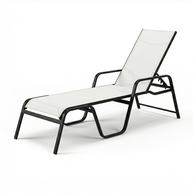 Chaise, White Sling/Matte Black