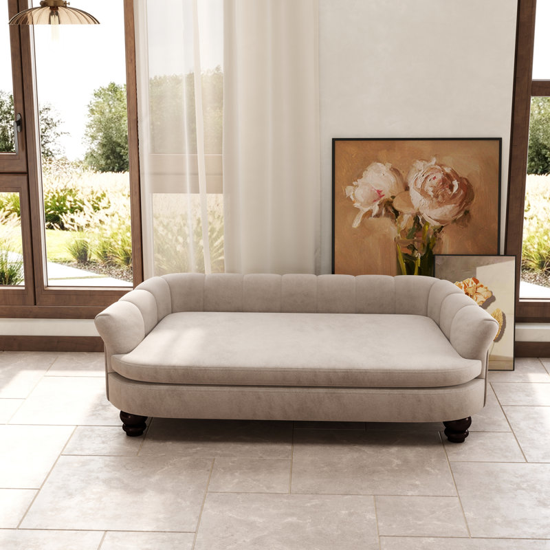 Lit tapissier pour animal de compagnie en velours, Gris