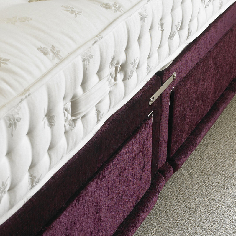 Diamond Saron Upholstered Divan Bed, Single (3'), Without Drawer, Purple