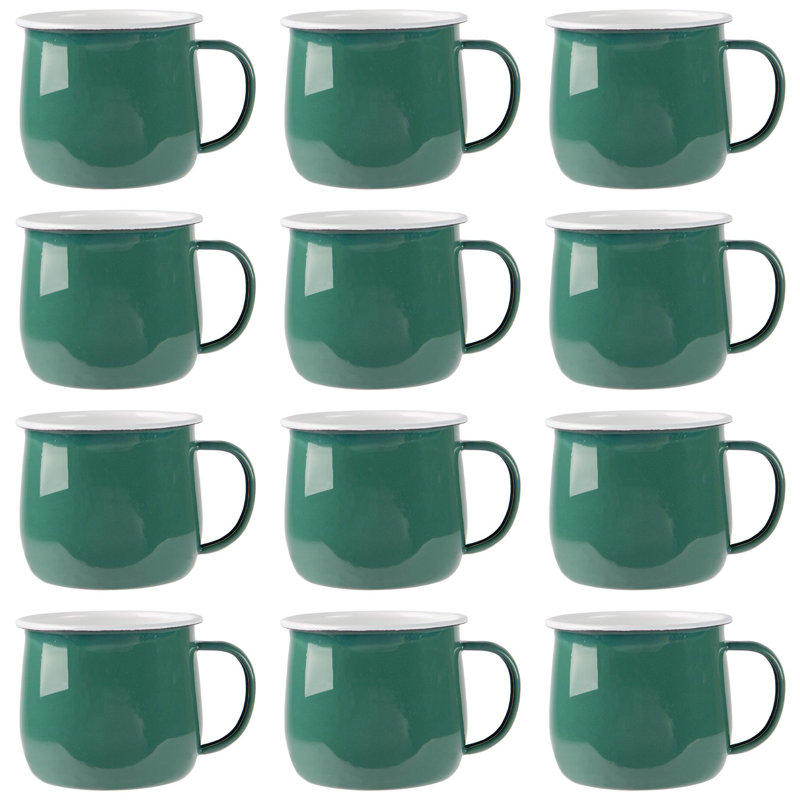 Enamelware Camping Mug, Green/White, 12