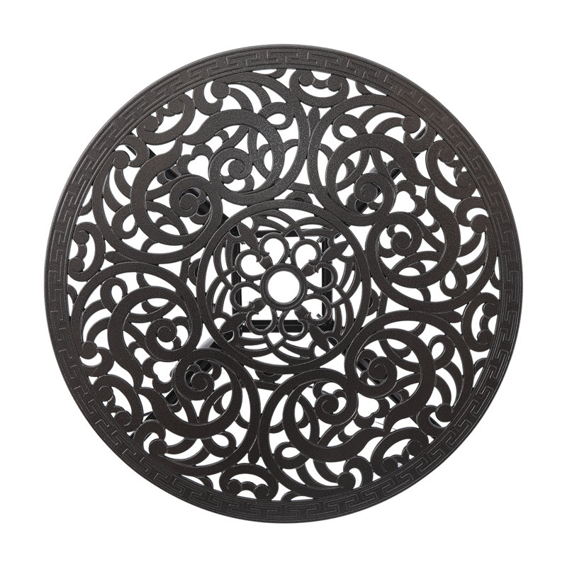 Baze Round Cast Aluminum Patio Dining Table, Black, 29.5" H x 27" W x 27" D