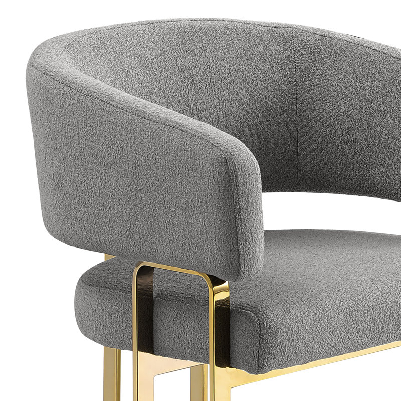 Chaises d'appoint en tissu Teddy avec base à trois pieds chromée, Gris, Doré