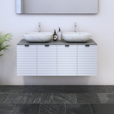 Meuble-lavabo double 47,2 po avec comptoir Karaya