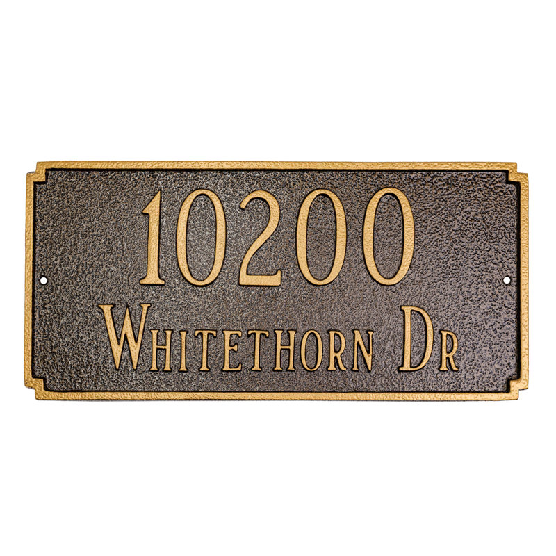 Standard Madison Two Line Address Plaque Sign, Yes, Black/Gold