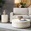 De 2 tables basses et tables d'appoint modernes en fausse texture, formes rondes en fibre de verre, sans assemblage, 2 grandes tables de rangement, pour la maison, ajout élégant