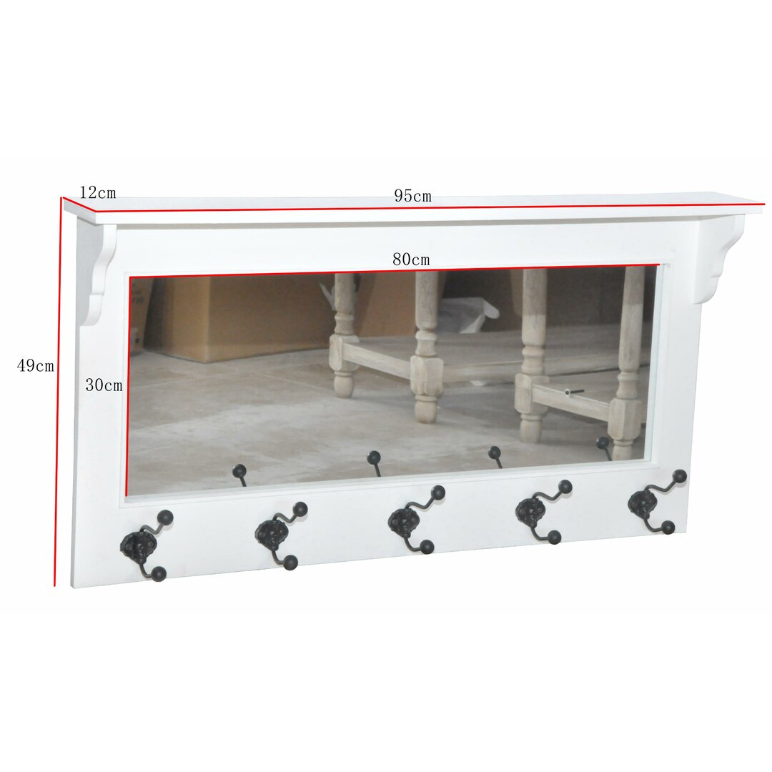 Wandgarderobe Equator mit 5 Haken aus Holzwerkstoff und Massivholz