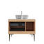Meuble-lavabo de 36 po avec lavabo, armoire de rangement autoportante en contreplaqué avec pieds, 1 porte et 2 tiroirs, comptoir en pierre frittée Carrara et lavabo rectangulaire en céramique à motif marbré, pré-assemblé-1563956276