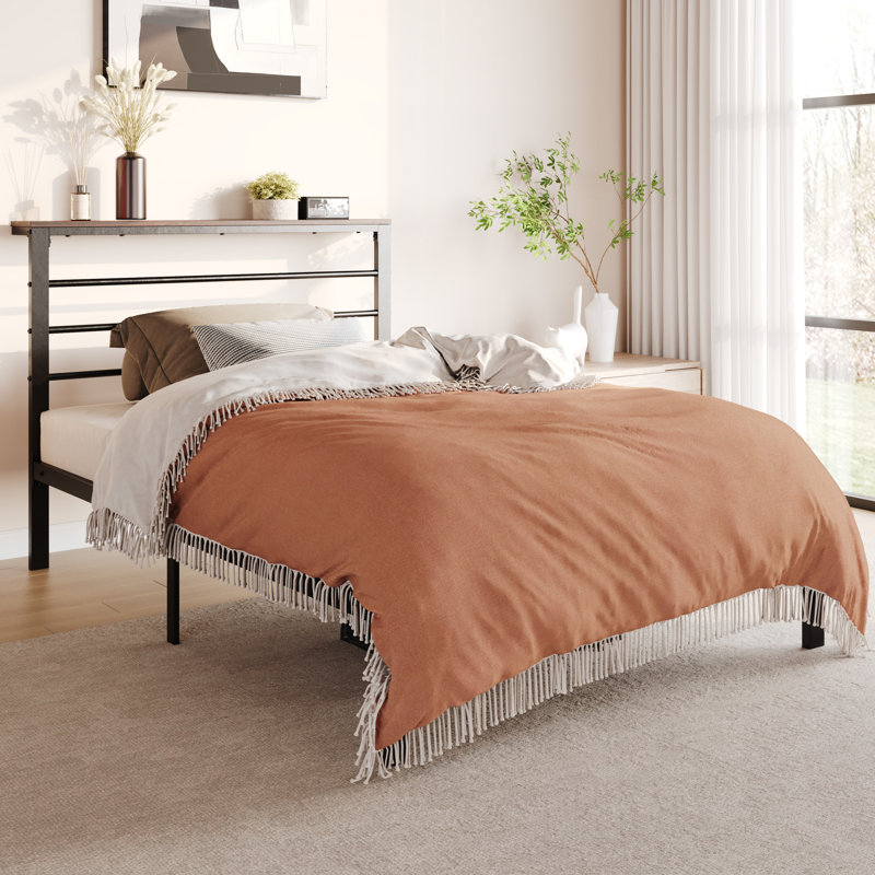 Lit plateforme avec rangement Azaruddin, Simple, Bois de santal