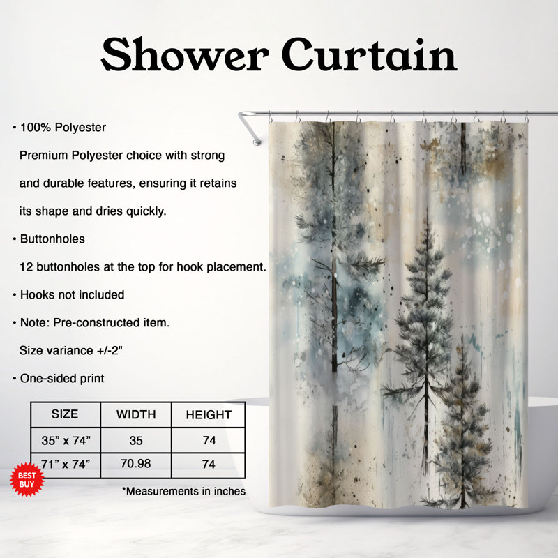 Rideau de douche Winter Forest - Premium, H 74 po x l 71 po