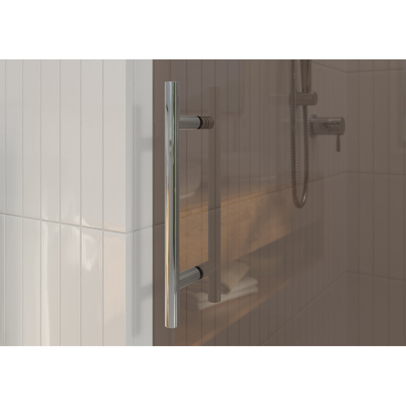 Equinox 56 - 60 in. x 60 in. Fully Frameless Bronze Tinted Sliding Bathtub Door, Chrome