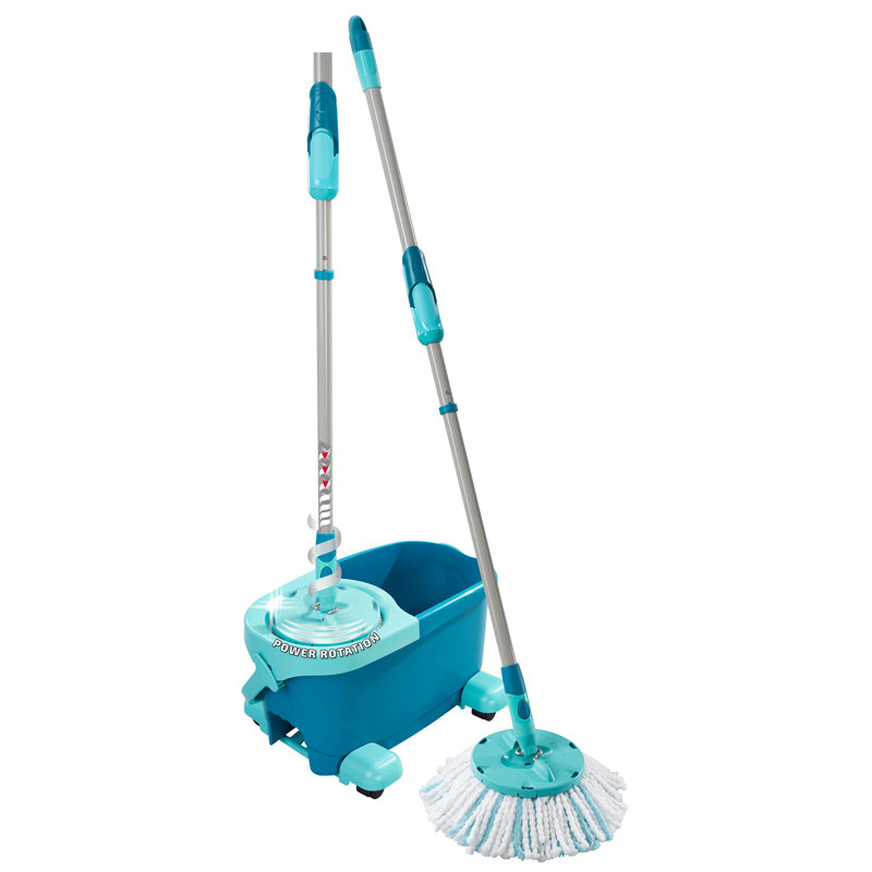 Leifheit Clean Twist Spin Mop and Bucket Set with Rollers | Telescopic Handle, 360° Joint, Spin-Dry System | Easy Glide Wheels | Blue