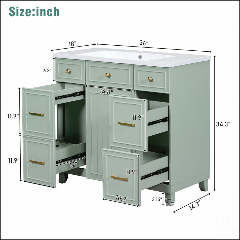 Ensemble de meuble-lavabo vert 36 "avec lavabo