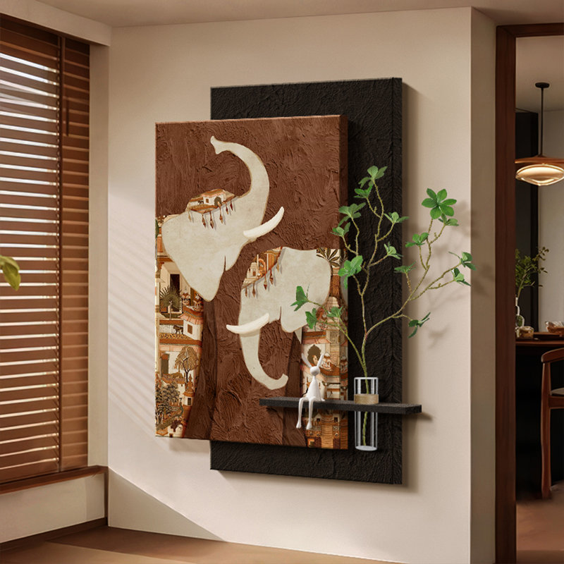 Art mural noir et brun en grès, H 39,37 po x l 25,98 po