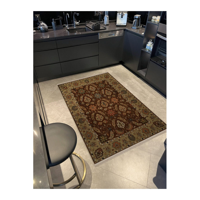 Tapis brun traditionnel lavable à la machine, Sous-tapis rectangulaire 2 pi 6 po x 4 pi 11 po