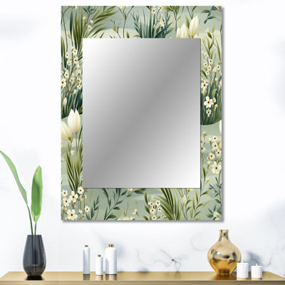 Djanira Green Grassland Meadows - miroir décoratif botanique, miroir mural botanique, impression d'art en métal